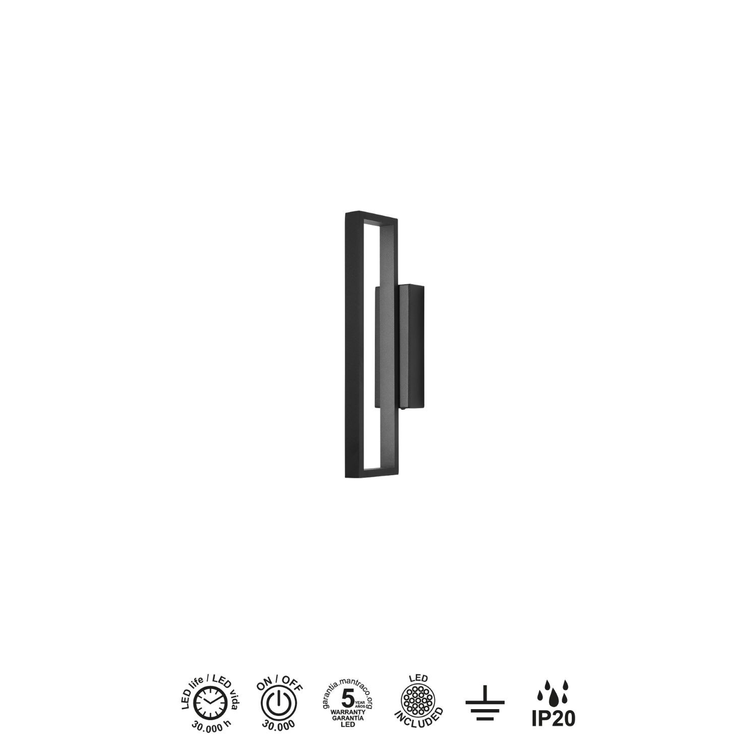 Plafond/Wandlamp 10w 1050lm 3000k zwart