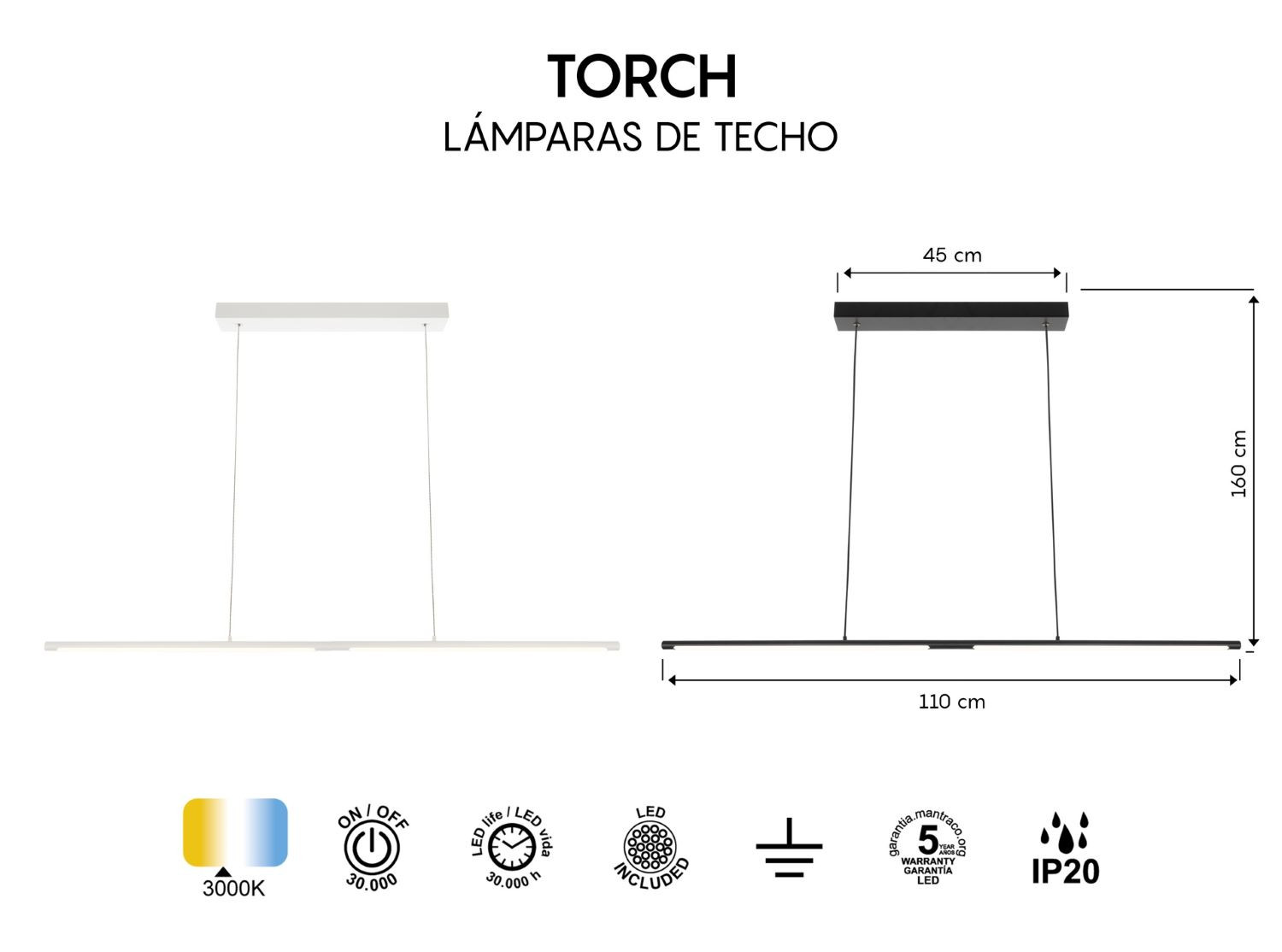 Hanglamp 21w 1475lm 3000k zwart