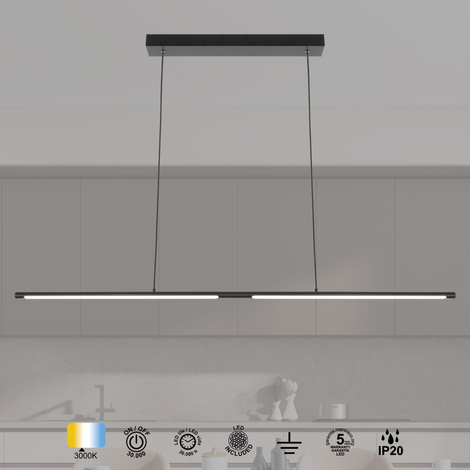 Hanglamp 21w 1475lm 3000k zwart