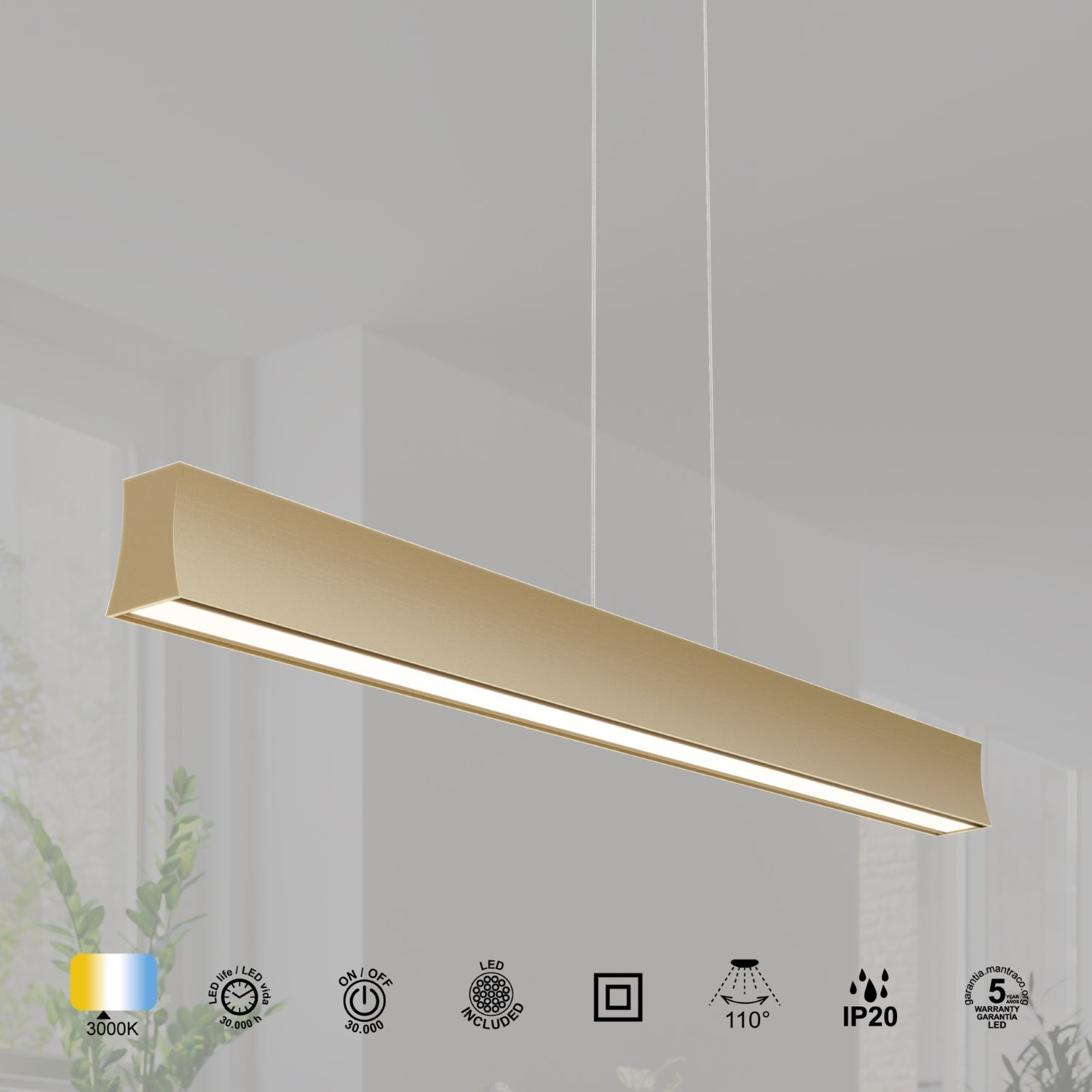 Hanglamp 38w 2850lm 3000k Zandkleur