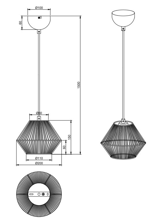 R36111026 LUCILLE Pendel E27 nature