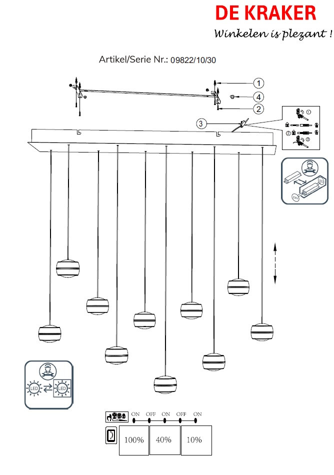 09822-10-30 WISSENT Pendel 10L 56w 6100lm 3000k Zwart