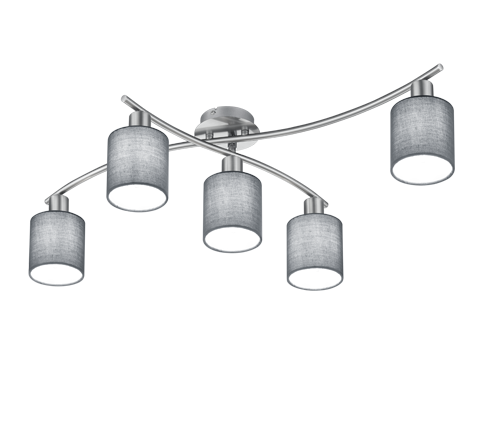 605400511 GARDA Plafondlicht 5xE14 nikkelmat grijs