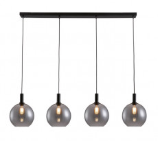 Balkpendel 4xE27 Zwart + Bolvormig Fumé Glas.jpg