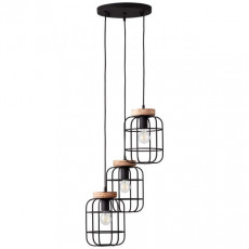 Hanglamp R3xE27 Antiek hout en Mat zwart (1).jpg