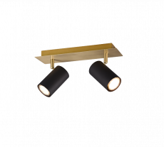 144369 Spot 2xGU10 Mat messing zwart.png