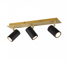 144368 Spot 3xGU10 Mat messing zwart.png