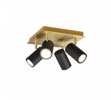 144367 Spot 4xGU10 Mat messing zwart.png
