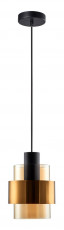 Hanglamp E27 Zwart Goud Amber Glas.jpg