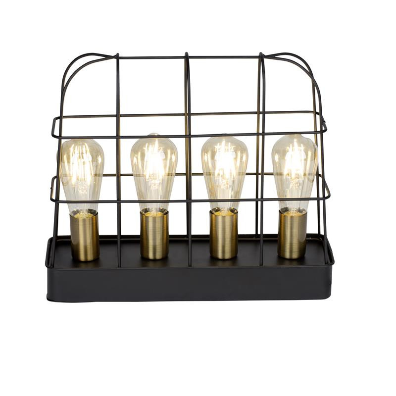 Tafellamp 4xE27 Antiek Zwart