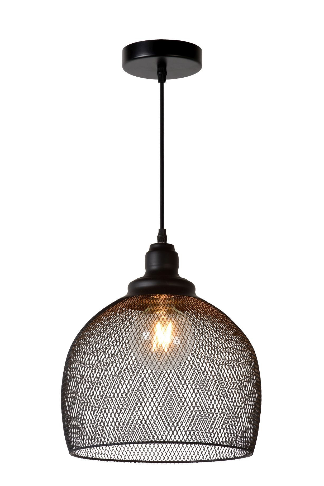 43404/28/30 MESH Hanglamp E27 zwart gaas