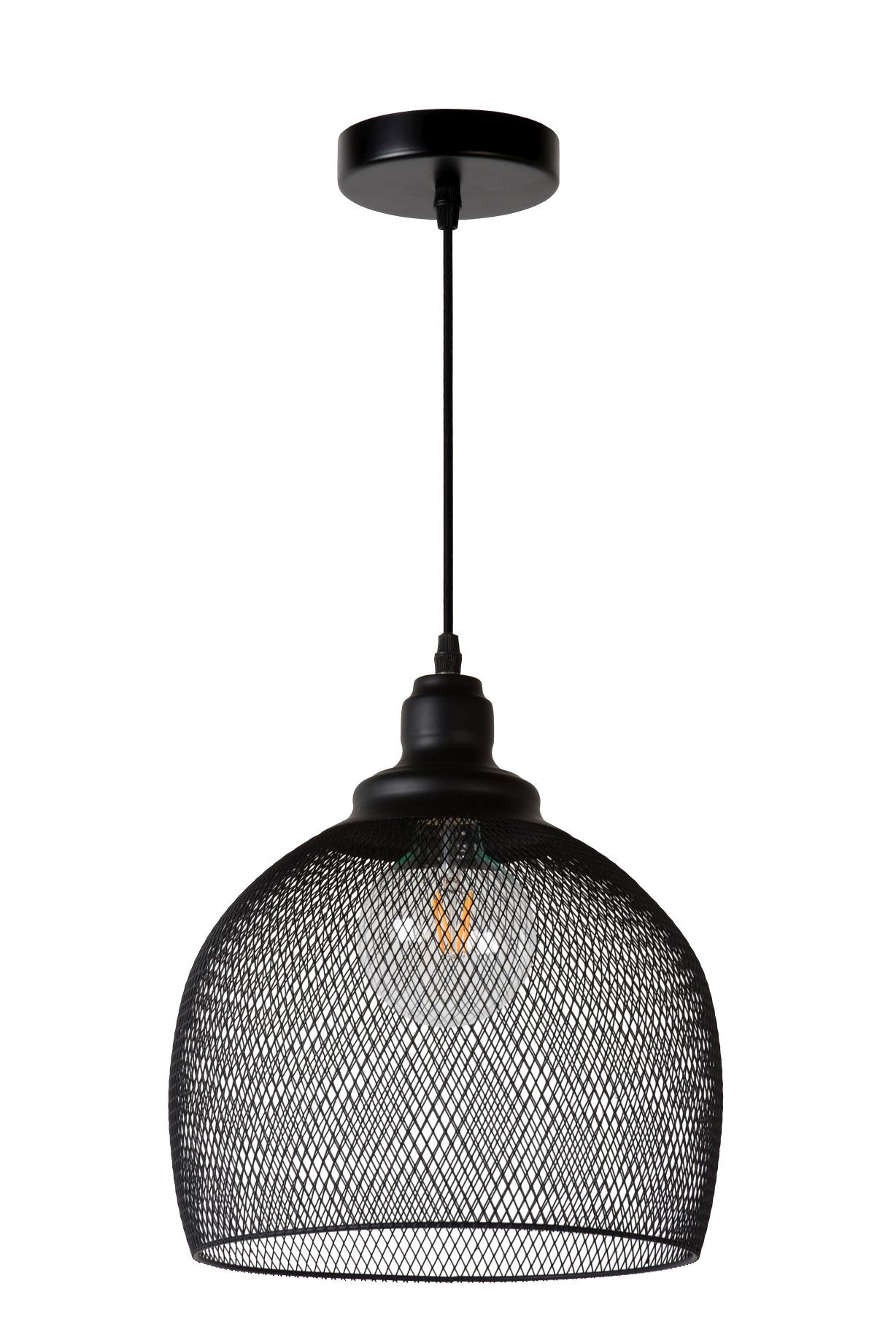 43404/28/30 MESH Hanglamp E27 zwart gaas