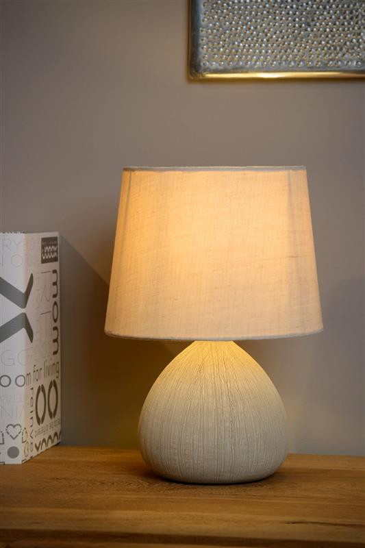 47506/81/38 RAMZI Tafellamp Keramiek E14 kap Beige