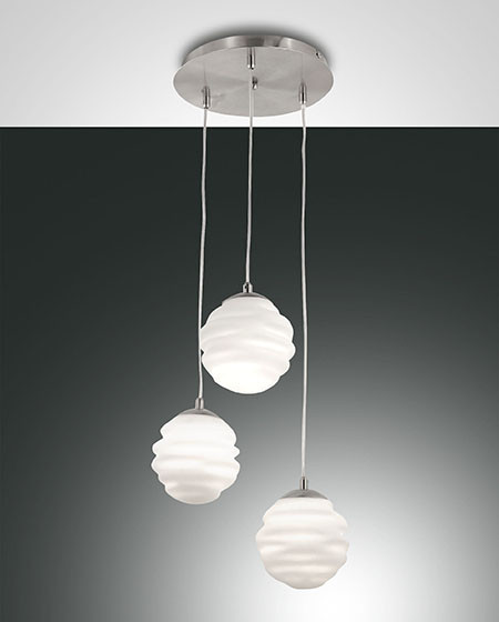 Hanglamp 3xE14 Nikkelmat/Opaal
