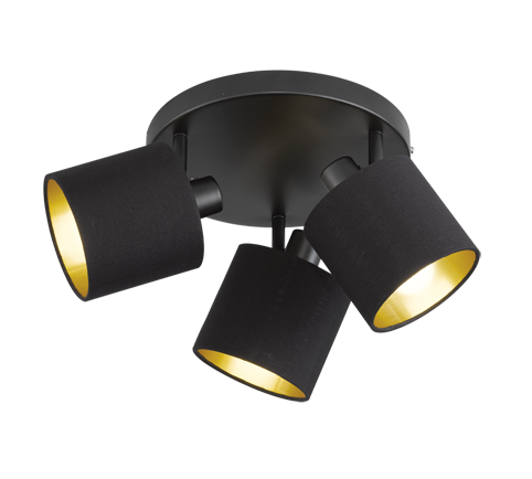 R80333979 TOMMY Spot/Plafondlamp 3xE14 Zwart Goud