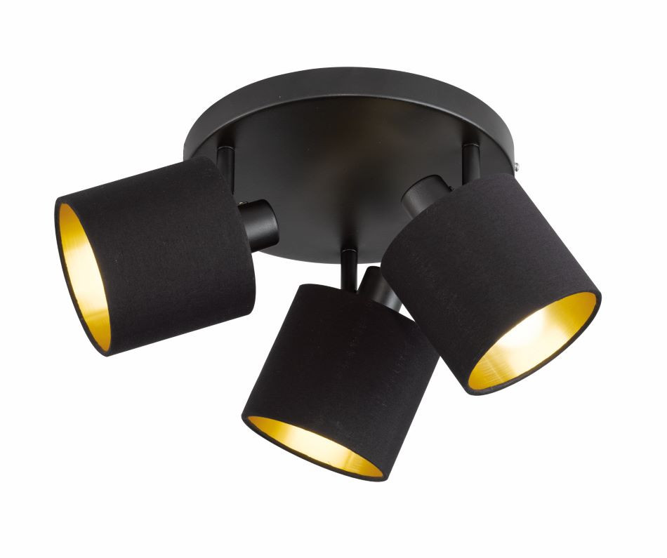 R80333979 TOMMY Spot/Plafondlamp 3xE14 Zwart Goud