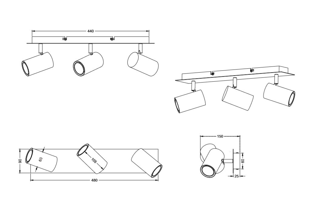 802400301 MARLEY Spot 3xGU10 Wit