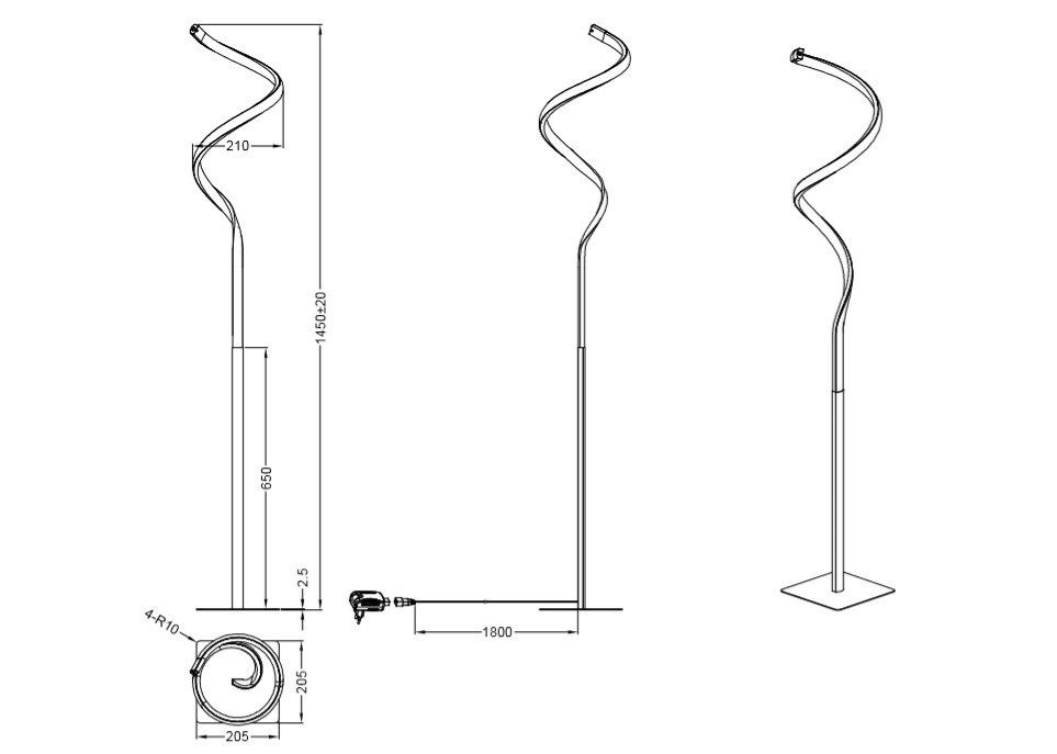 R42051107 COURSE Vloerlamp 11w 950lm 3000k Nikkelmat (touchdimmer)
