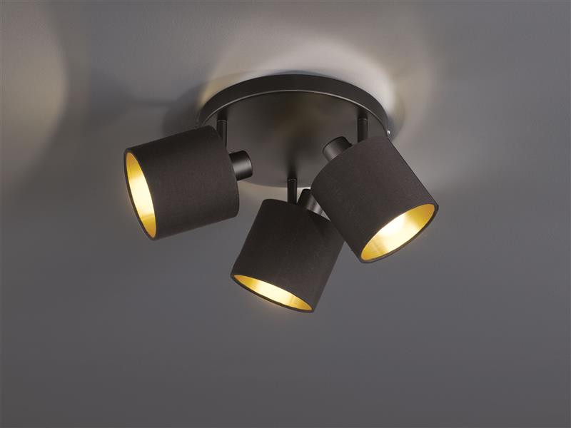 R80333979 TOMMY Spot/Plafondlamp 3xE14 Zwart Goud