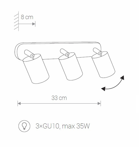 NW6021 EYE Spot 3xGu10 Zwart/Chrome 