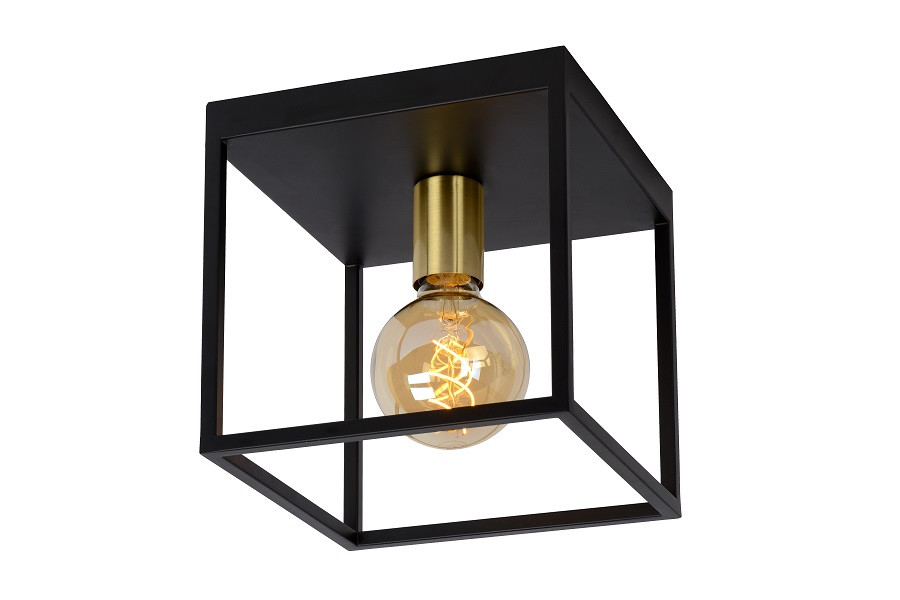 00124/01/30 RUBEN Plafondlamp E27 Zwart/Mat Goud