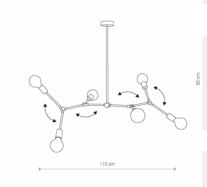 Hanglamp 6xE27 Zwart