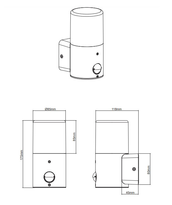 222260142 HOOSIC Tuinlamp E27 Antraciet/Opaal +sensor