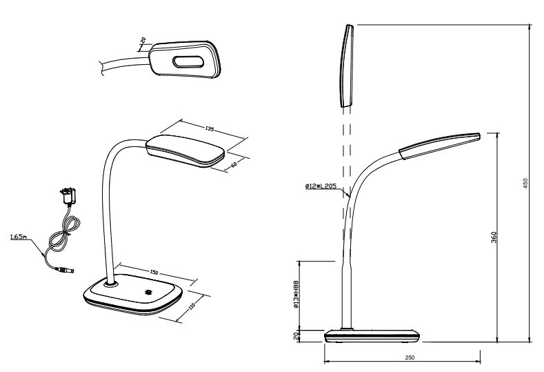 R52431187 BOA Bureellamp 3,5w 350lm 3000k Grijs/Wit