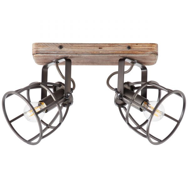 83413/46 MATRIX Spot 2xE14 Zwart Staal Oud Hout