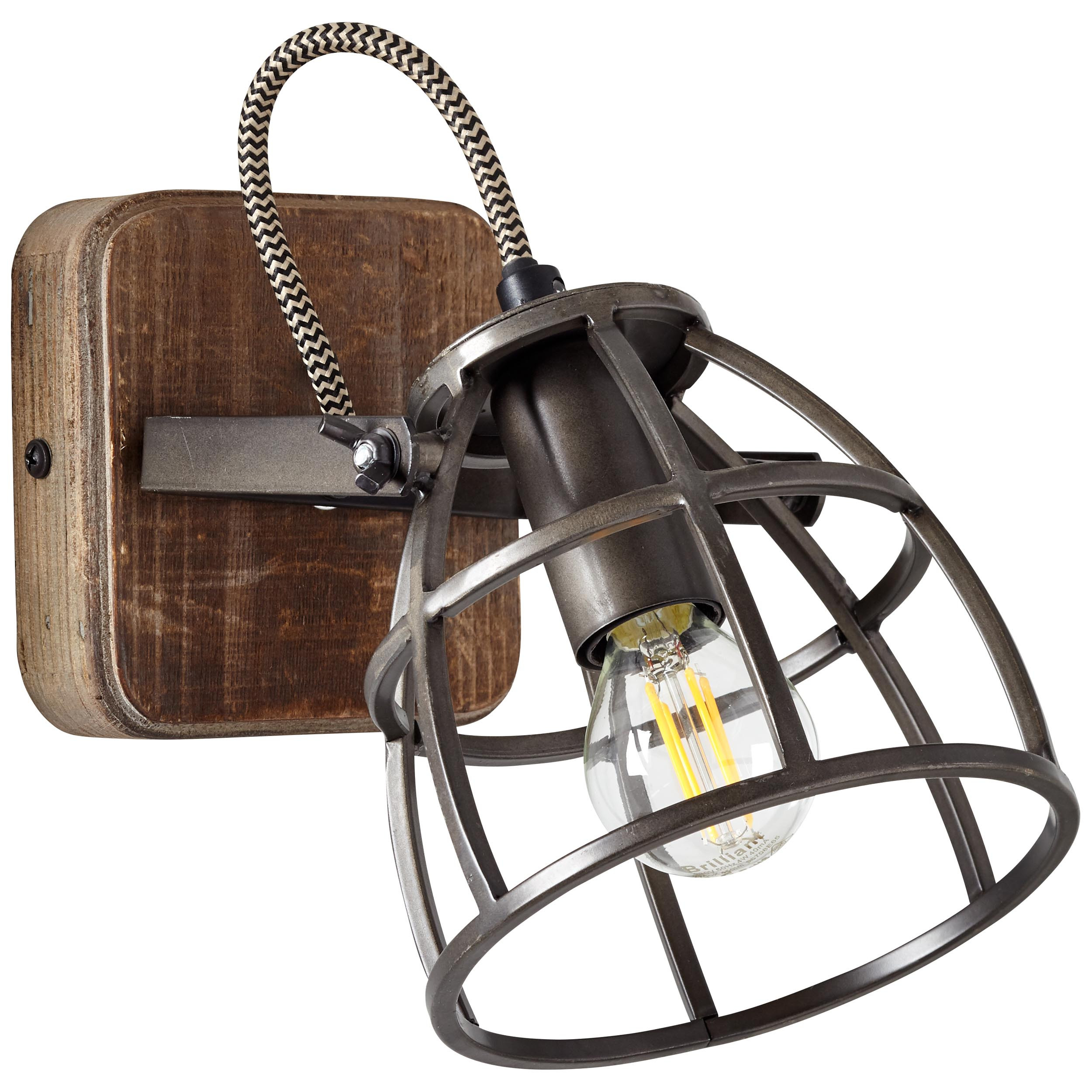 83410/46 MATRIX Spot E14 Zwart Staal Oud Hout