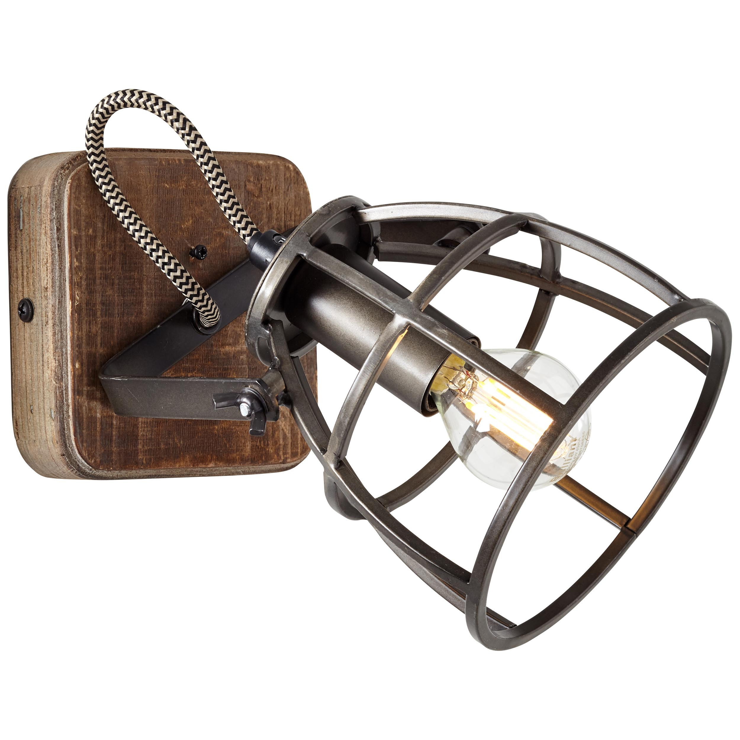 83410/46 MATRIX Spot E14 Zwart Staal Oud Hout