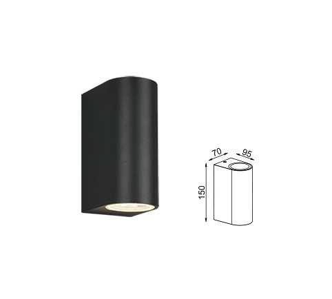 Tuinlamp 2xGU10 Rond Zwart 