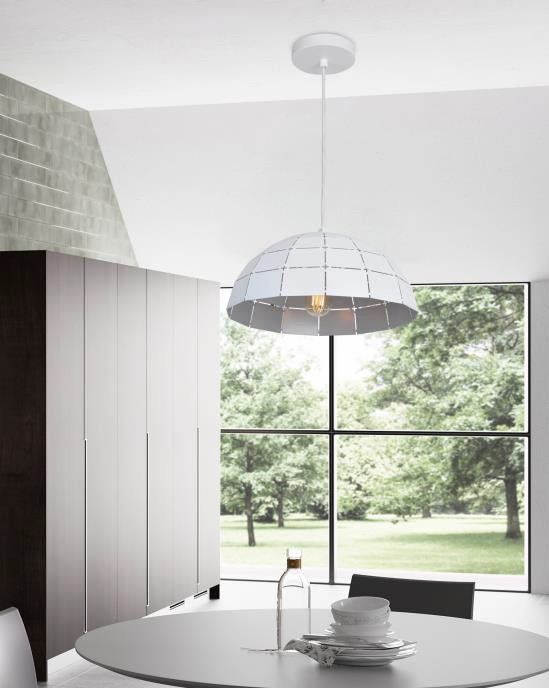 Hanglamp E27 30cm wit Lasered 