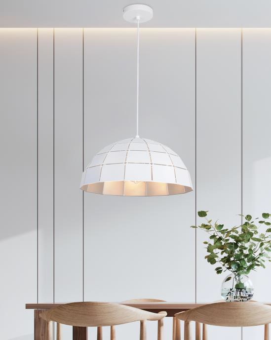 Hanglamp E27 30cm wit Lasered 