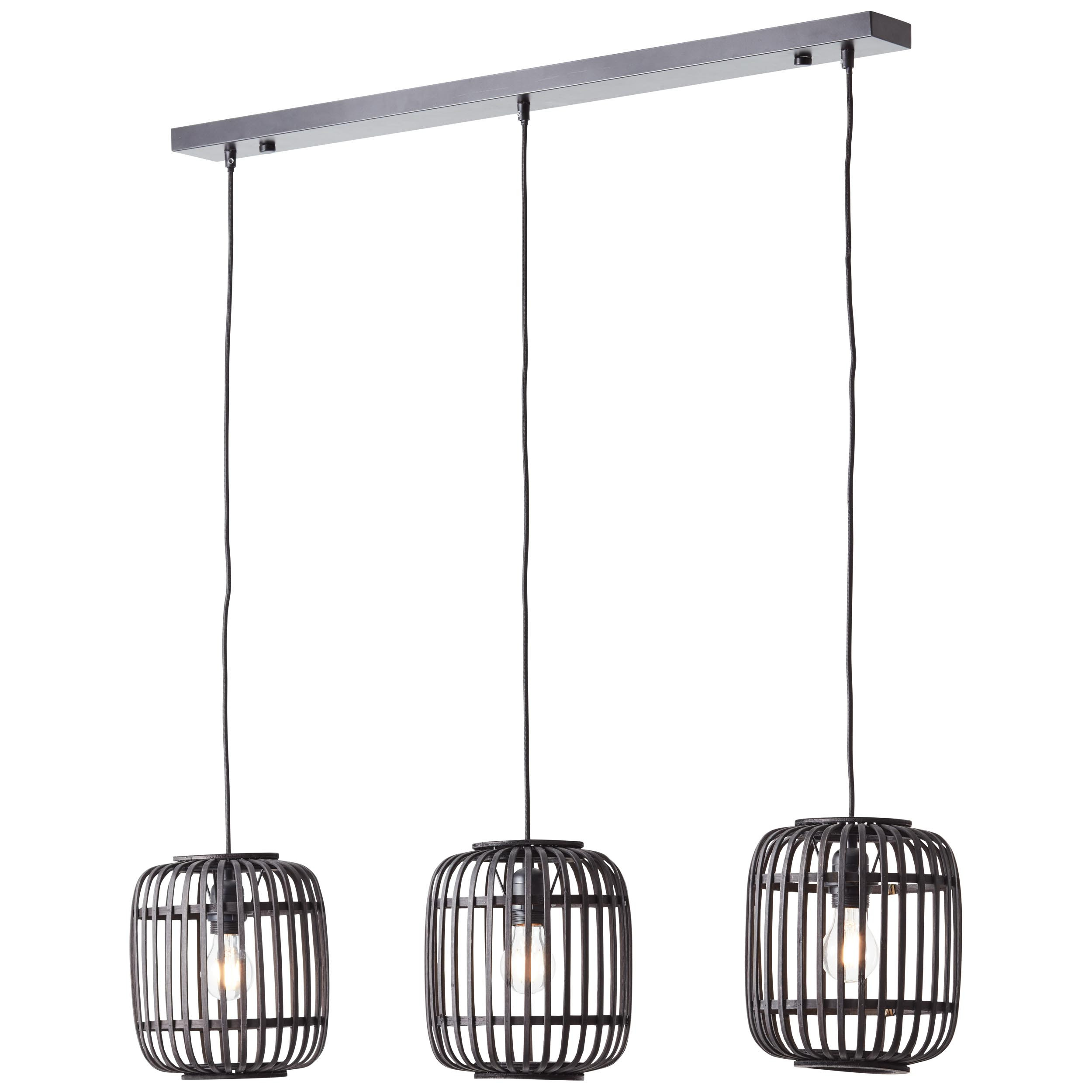 93778/76 WOODROW Pendel 3xE27 donker hout/zwart
