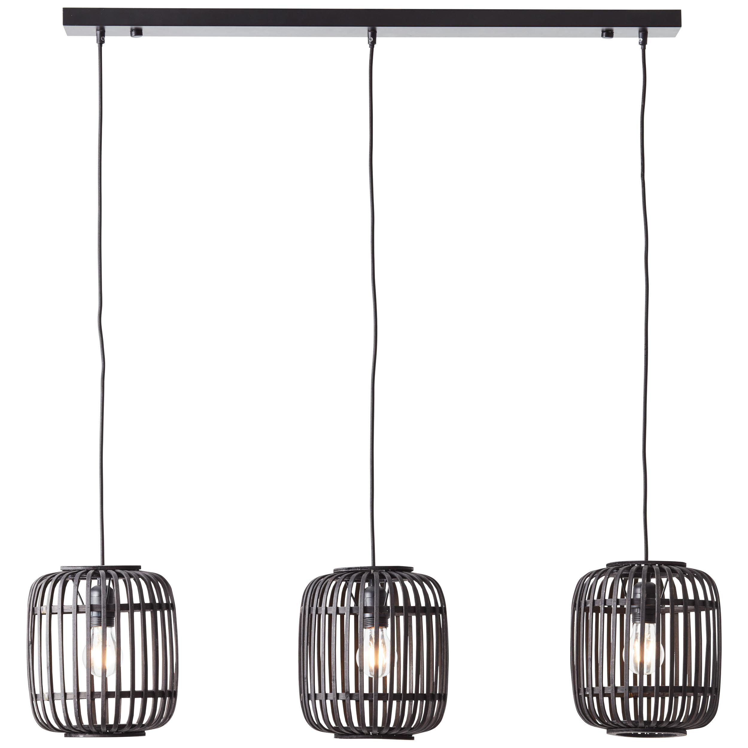 93778/76 WOODROW Pendel 3xE27 donker hout/zwart
