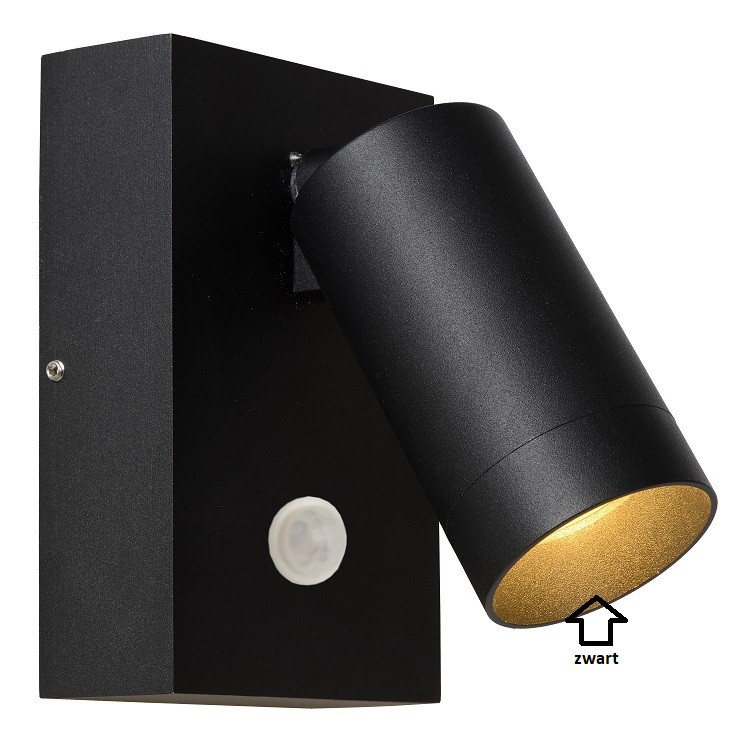 09831/01/30 TAYLOR PIR Spot GU10 Zwart IP44 (binnen+buiten)