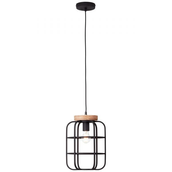 99254/66 GWEN Hanglamp E27 Antiek hout/Mat zwart