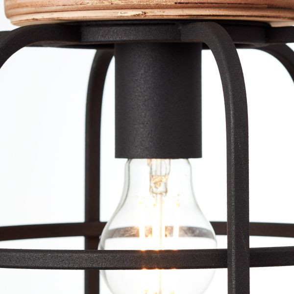 99255/66 GWEN Hanglamp R3xE27 Antiek hout/Mat zwart