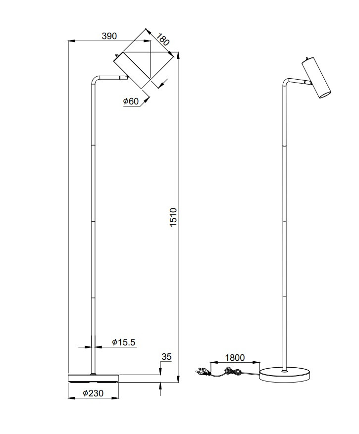 412400132 Marley Leeslamp GU10 Zwart