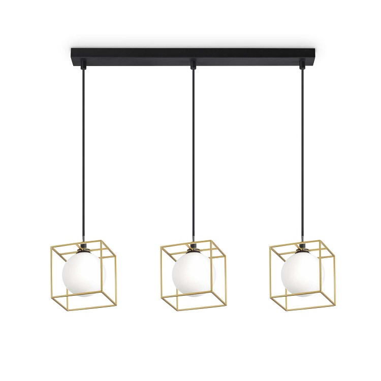 Hanglamp 3xG9 Gelakt Koper - Zwart Opaal