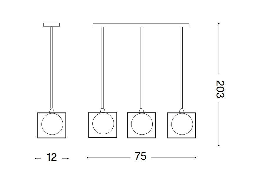 Hanglamp 3xG9 Gelakt Koper - Zwart Opaal