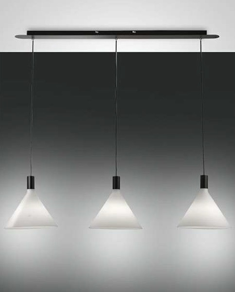 Hanglamp 3xE27 Zwart/Opaal