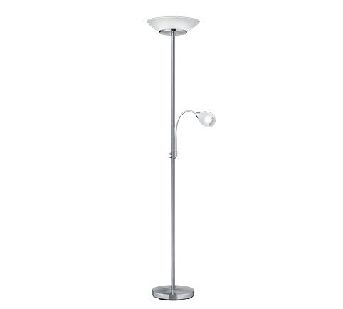 R40063107 GERRY Vloerlamp E27+E14 Nikkelmat Glas