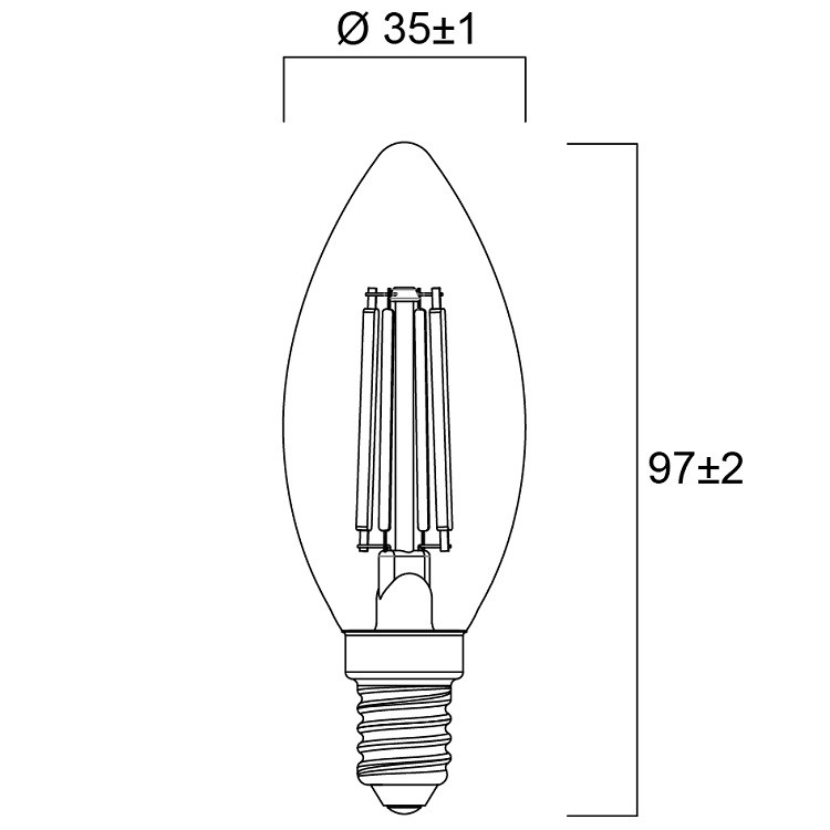 0029344 LED Kaars 4,5w 470lm 827 E14 Helder