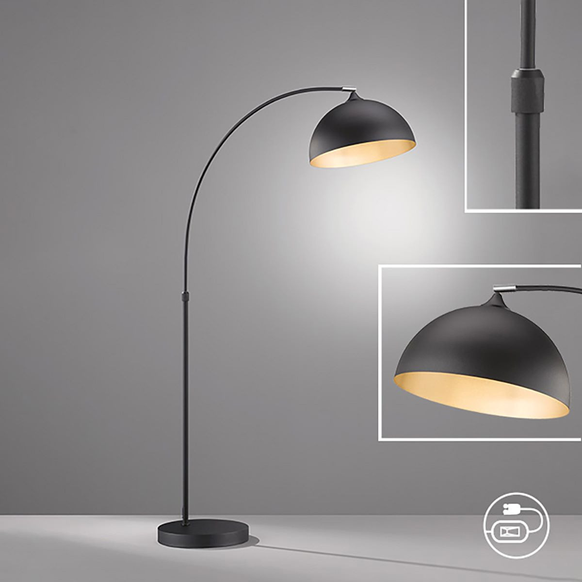 Booglamp E27 Zwart
