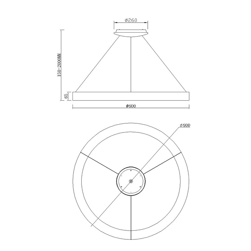 Hanglamp 90cm CCT Dim Zwart