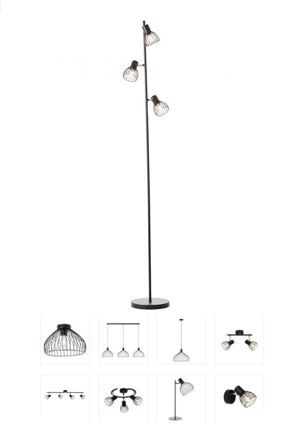 93085/06 BLACKY Vloerlamp 3xE14 zwart