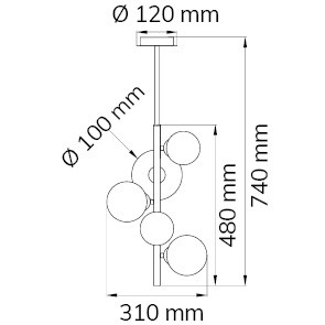 Plafondlicht 5xG9/3w 320lm 3000k Zwart Chrome