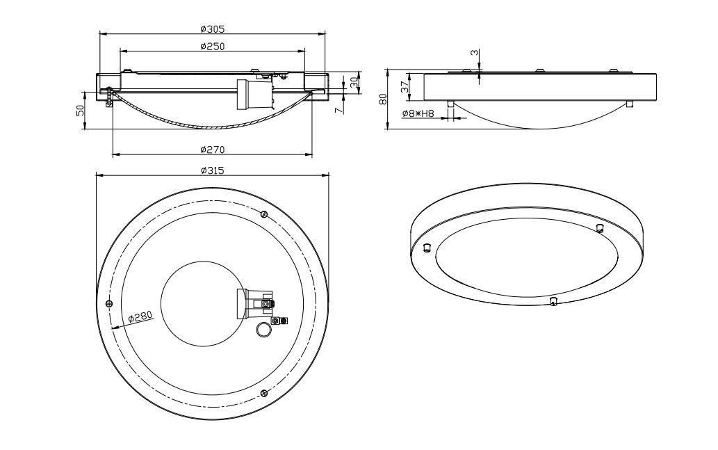 6801011-01 Condus Plafondlamp E27 IP44 Wit